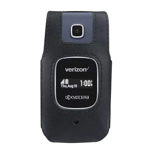 BELTRON Leather Fitted Case for Kyocera Cadence 4G LTE S2720 Verizon Flip Phone - Features: Rotating Belt Clip, Screen & Keypad Protection, Secure Fit - Black