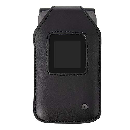 BELTRON Fitted Leather Case for KAZUNA eTalk, (Verizon Flip Phone) Features: Rotating Belt Clip, Screen & Keypad Protection, Secure Fit