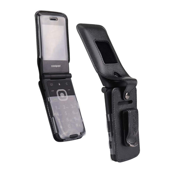 BELTRON Fitted Leather Case for Coolpad Snap 3312A Flip Phone (Boost Mobile, Sprint, T-Mobile, Virgin Mobile) Features: Rotating Belt Clip, Screen & Keypad Protection & Secure Fit