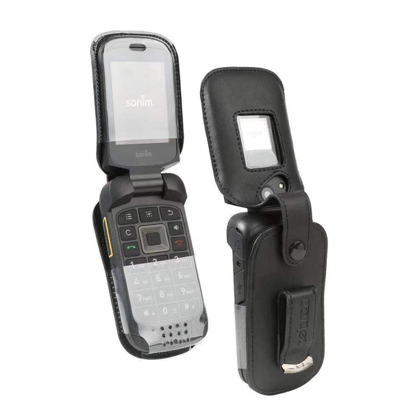 BELTRON Sonim XP3 Case, Fitted Leather Case with Rotating Metal Belt Clip (Built-in Screen & Keypad Protection) for Sonim XP3 Flip Phone (AT&T FirstNet Sprint Verizon Wieless) XP3800 - Premium Quality
