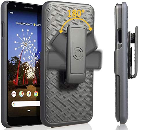 BELTRON Google Pixel 3A XL Protective Case & Swivel Belt Clip Holster Combo with Built-in Kickstand (Sprint T-Mobile U.S Cellular Verizon Google Pixel 3a XL)
