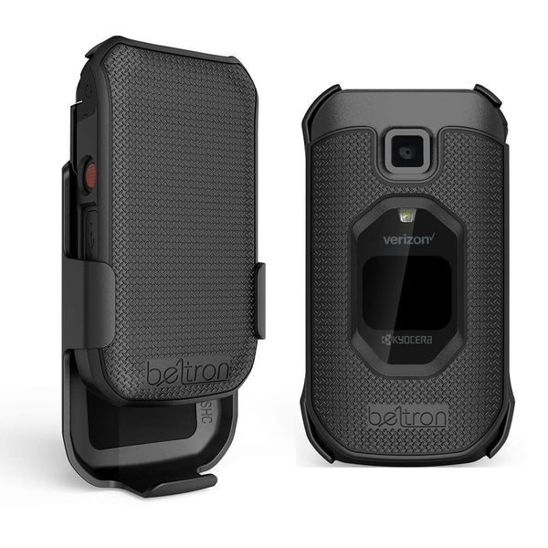 Case with Belt Clip for Kyocera DuraXV Extreme E4810, Protective Snap On Cover with Rotating Belt Clip Holster Combo Compatible with Verizon DuraXV Extreme Flip Phone (Industrial Strength)