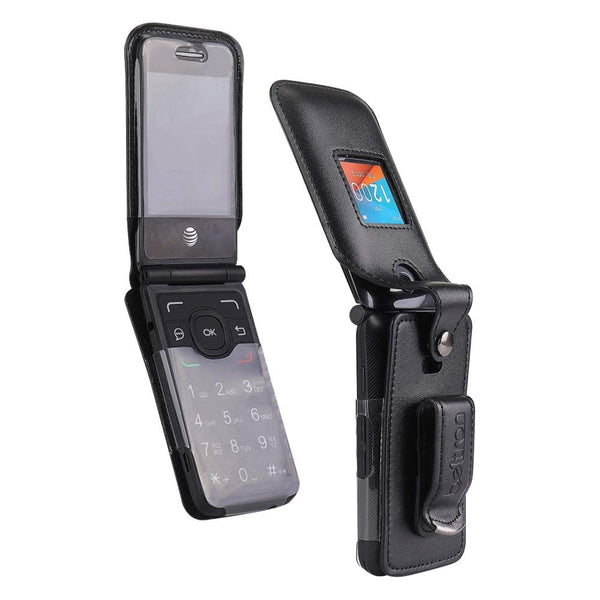 BELTRON Fitted Leather Case for Alcatel One Touch Go Flip 4044 (Boost, Metro PCS, Sprint, T-Mobile, Virgin Mobile) Go Flip V (Verizon) Cingular Flip 2 / QuickFlip (AT&T, Cricket) MyFlip 4G (Tracfone)