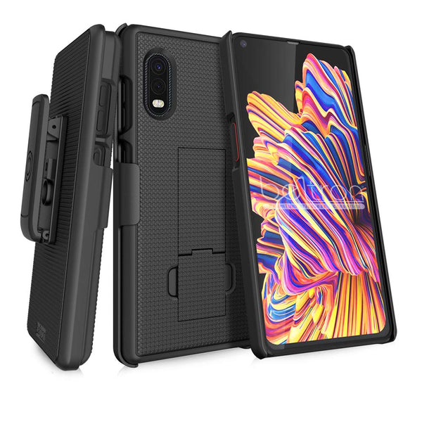 BELTRON Galaxy XCover Pro Case with Clip, Heavy Duty Case with Swivel Belt Clip for Samsung Galaxy XCover Pro G715 (AT&T FirstNet Verizon) Features: Secure Fit & Built-in Kickstand (Black)