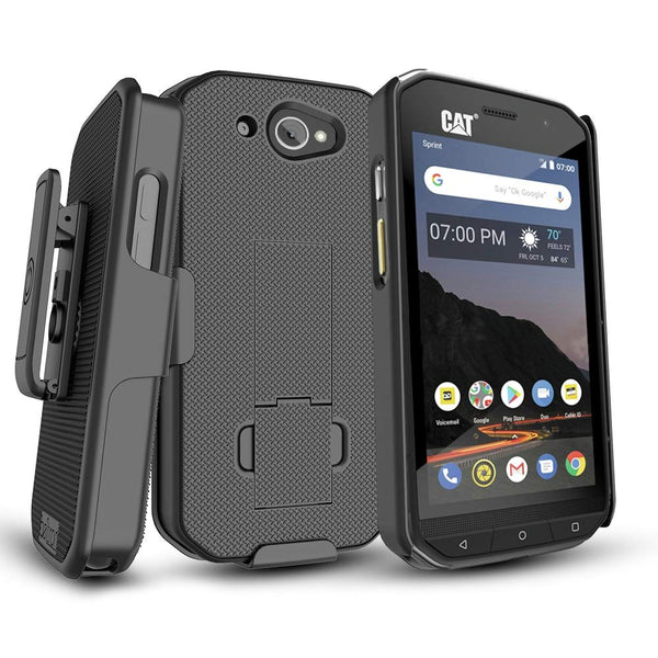 BELTRON CAT S48c Case with Clip, Heavy Duty Belt Clip with Swivel Clip for CAT S48c (Sprint Verizon Unlocked S48c) Features: Secure Fit & Built-in Kickstand (Durable, Reliable & Lightweight) - Black