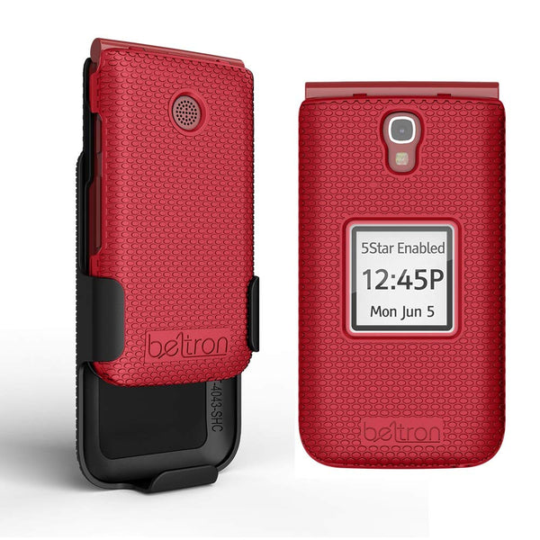 BELTRON Case with Belt Clip for Alcatel GreatCall Jitterbug Flip Phone for Seniors, Protective Snap On Cover with Rotating Belt Clip Holster Combo for Jitterbug Flip 4043SJ6