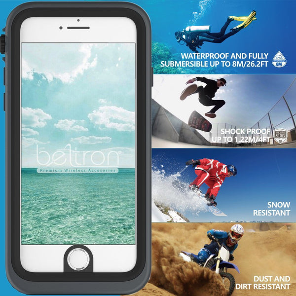 BELTRON aquaLife Waterproof, Shock & Drop Proof, Dirt Proof, Heavy Duty Case Compatible with: iPhone 6/6S (IP68 Rated, MIL-STD-810G Certified) Features: 360° Watertight Sealed Design