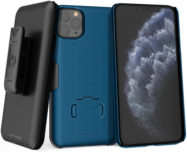 BELTRON Case & Holster Combo for iPhone 11 Pro Max, Rugged Shell & Holster with Built-in Kickstand comptible with Apple iPhone 11 Pro Max (2019) (Pacific Blue)