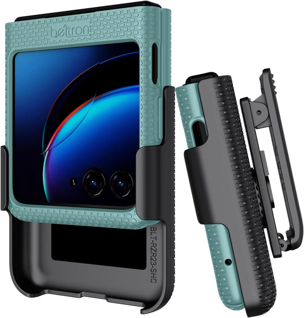 BELTRON Case with Clip for Motorola RAZR+ 2023 (AT&T/T-Mobile), Snap-On Protective Cover with Rotating Belt Holder Combo & Built in Kickstand for Moto RAZR Plus '23 (RAZR 40 Ultra) (Red)