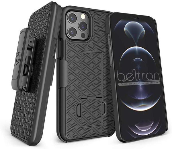 BELTRON Case with Belt Clip for iPhone 12, iPhone 12 Pro, Slim Fit Protective Shell & Swivel Belt Clip Holster Combo with Built-in Kickstand for iPhone 12, iPhone 12 Pro 6.1 (2020)