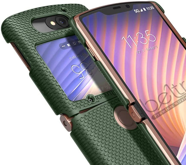 BELTRON Case with Clip for Motorola RAZR 5G (AT&T / T-Mobile), Snap-On Protective Cover with Rotating Belt Holster Combo & Built in Kickstand for Motorola Moto RAZR 5G Flip Phone (2020) XT2071 - Green