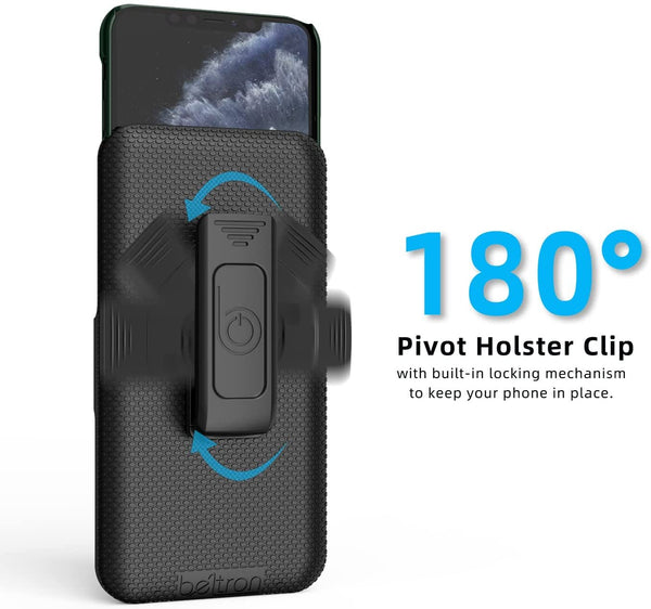 BELTRON Case & Holster Combo for iPhone 11 Pro Max, Rugged Shell & Holster with Built-in Kickstand comptible with Apple iPhone 11 Pro Max (2019) (Pacific Blue)