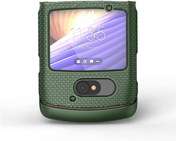 BELTRON Case with Clip for Motorola RAZR 5G (AT&T / T-Mobile), Snap-On Protective Cover with Rotating Belt Holster Combo & Built in Kickstand for Motorola Moto RAZR 5G Flip Phone (2020) XT2071 - Green