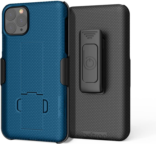 BELTRON Case & Holster Combo for iPhone 11 Pro Max, Rugged Shell & Holster with Built-in Kickstand comptible with Apple iPhone 11 Pro Max (2019) (Pacific Blue)