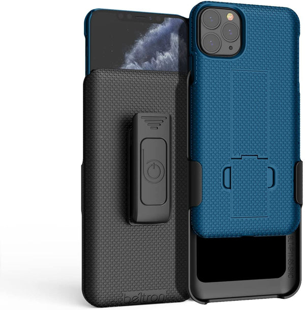 BELTRON Case & Holster Combo for iPhone 11 Pro Max, Rugged Shell & Holster with Built-in Kickstand comptible with Apple iPhone 11 Pro Max (2019) (Pacific Blue)