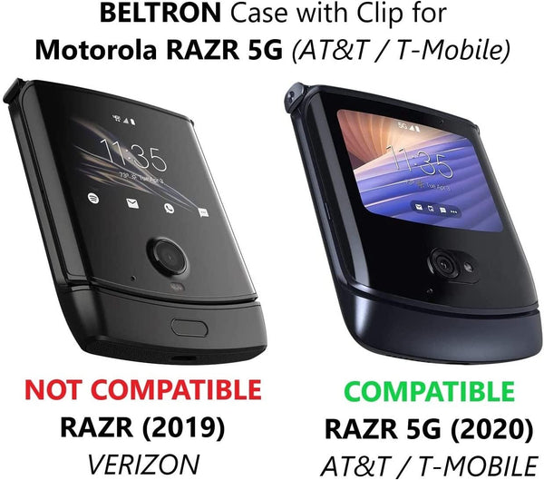 BELTRON Case with Clip for Motorola RAZR 5G (AT&T / T-Mobile), Snap-On Protective Cover with Rotating Belt Holster Combo & Built in Kickstand for Motorola Moto RAZR 5G Flip Phone (2020) XT2071 - Green