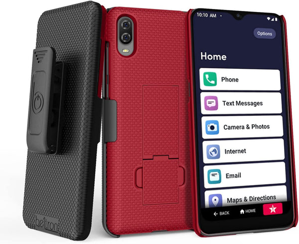 BELTRON Case with Clip for Jitterbug Smart3, Slim Protective Grip Case & Belt Clip Clip Holster Combo with Kickstand for Jitterbug Smart 3 Smartphone for Seniors (Lively Smart 2021) - Black