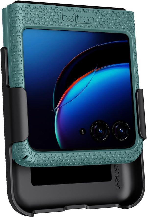 BELTRON Case with Clip for Motorola RAZR+ 2023 (AT&T/T-Mobile), Snap-On Protective Cover with Rotating Belt Holder Combo & Built in Kickstand for Moto RAZR Plus '23 (RAZR 40 Ultra) (Red)