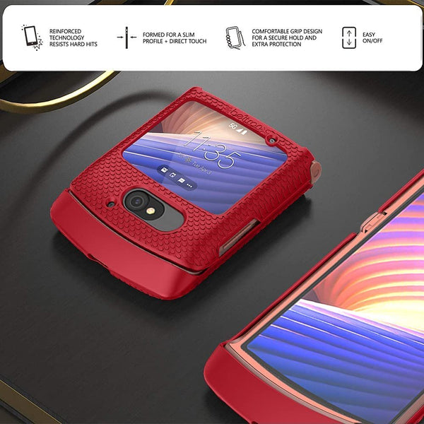 BELTRON Case for Motorola RAZR 5G Flip (AT&T / T-Mobile), Snap-On Protective Hard Shell Cover for RAZR 5G Flip Phone (2020) XT2071 (Red)