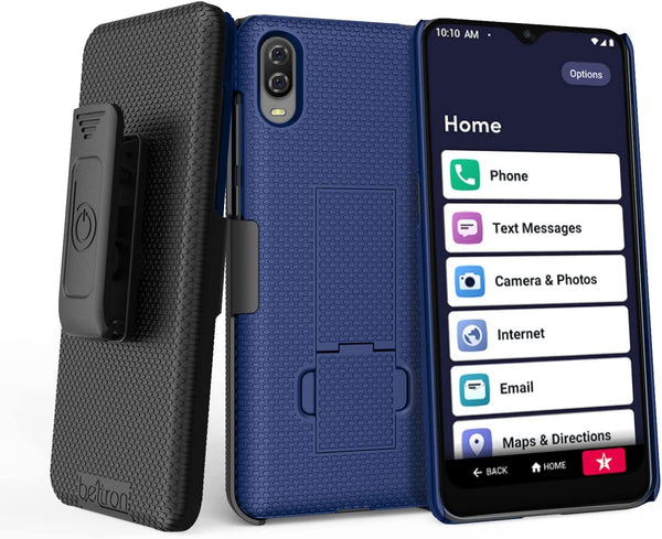BELTRON Case with Clip for Jitterbug Smart3, Slim Protective Grip Case & Belt Clip Clip Holster Combo with Kickstand for Jitterbug Smart 3 Smartphone for Seniors (Lively Smart 2021) - Black