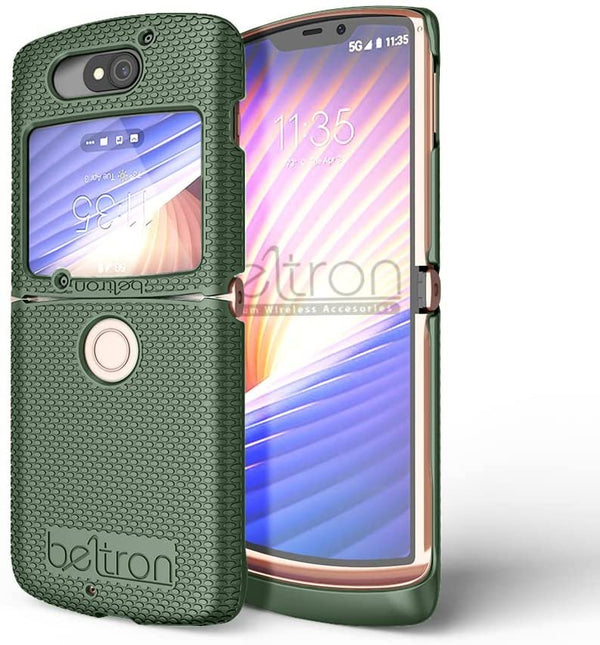 BELTRON Case with Clip for Motorola RAZR 5G (AT&T / T-Mobile), Snap-On Protective Cover with Rotating Belt Holster Combo & Built in Kickstand for Motorola Moto RAZR 5G Flip Phone (2020) XT2071 - Green