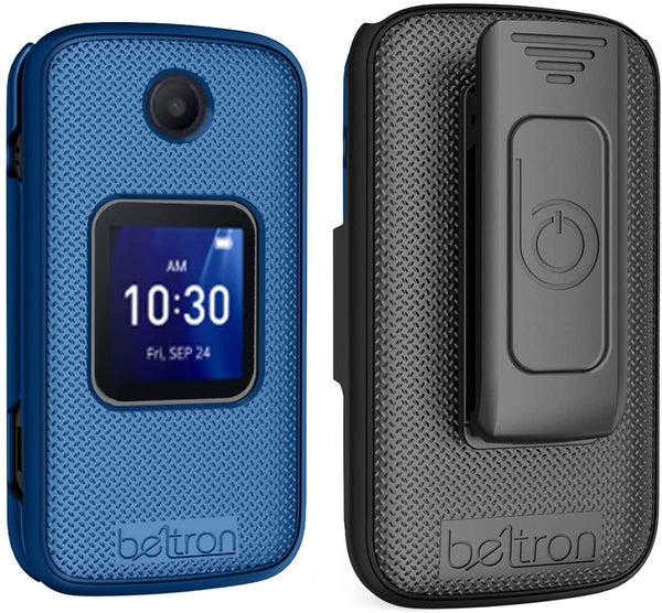 BELTRON Case with Belt Clip for Alcatel Go Flip 4 (T-Mobile, Metro PCS) / TCL Flip Pro Phone (Boost Mobile, US Cellular, Verizon) - Pacific Blue
