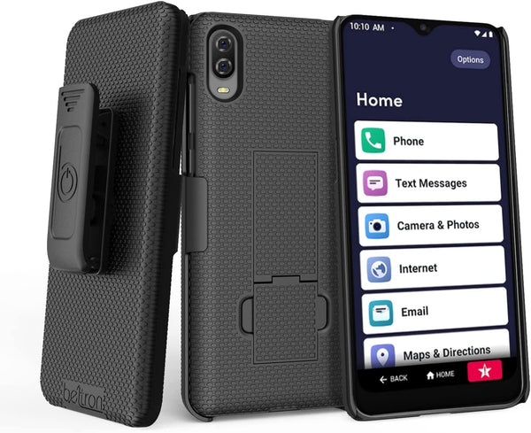 BELTRON Case with Clip for Jitterbug Smart3, Slim Protective Grip Case & Belt Clip Clip Holster Combo with Kickstand for Jitterbug Smart 3 Smartphone for Seniors (Lively Smart 2021) - Black