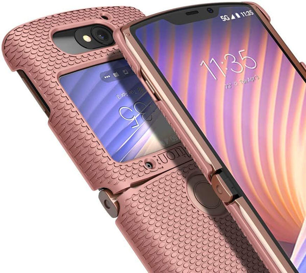 BELTRON Case with Clip for Motorola RAZR 5G (AT&T / T-Mobile), Snap-On Protective Cover with Rotating Belt Holster Combo & Built in Kickstand for Motorola Moto RAZR 5G Flip Phone (2020) XT2071 - Rose