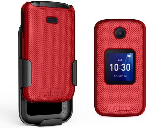 BELTRON Case with Belt Clip for Alcatel Go Flip 4 (T-Mobile, Metro PCS) / TCL Flip Pro Phone (Boost Mobile, US Cellular, Verizon) - Red