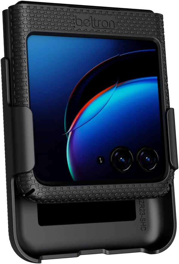 BELTRON Case with Clip for Motorola RAZR+ 2023 (AT&T/T-Mobile), Snap-On Protective Cover with Rotating Belt Holder Combo & Built in Kickstand for Moto RAZR Plus '23 (RAZR 40 Ultra) (Red)