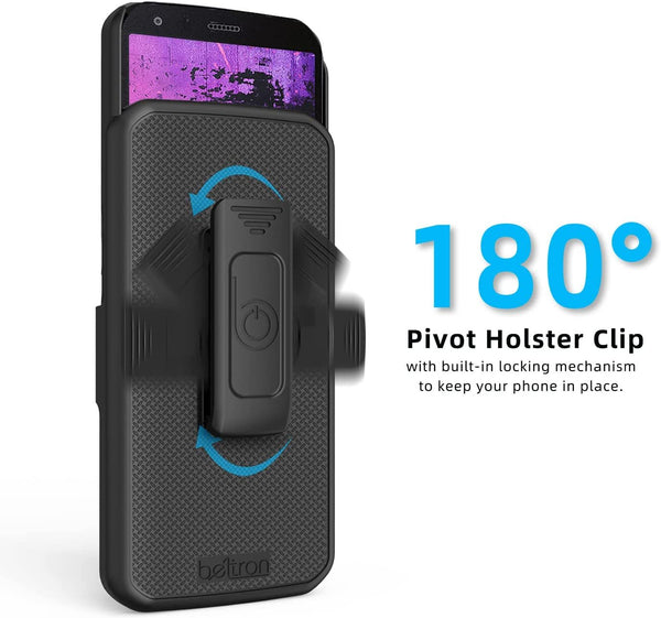 BELTRON Case with Clip for CAT S62 T-Mobile, CAT S62 Pro Unlocked, Heavy Duty Case with Swivel Belt Clip Holster Combo for CAT S62 - Features: Secure Fit & Built-in Kickstand - Black