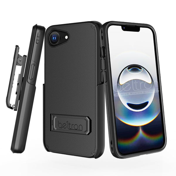 BELTRON Case Holster Combo for iPhone, Slim Protective Full Body Grip Case & Swivel Belt Clip 3 in 1 Combo with Kickstand and Card Holder (Compatible with MagSafe)