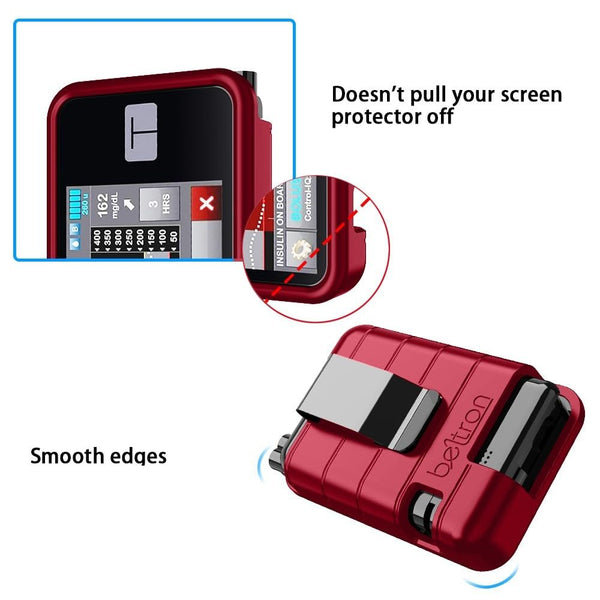 BELTRON Protective Case for Tandem t:Slim X2 Pump with Built-in Metal Belt Clip (Strong & Durable Case for Tandem Diabetes Care TSlim X2 Insulin Pump) - Red
