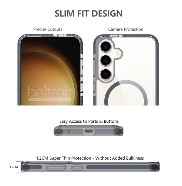 BELTRON Belt Case for Samsung Galaxy S25, Slim Protective Transparent Case & Rotating Belt Clip Holster Combo - Compatible with MagSafe (fits Galaxy S24/S25)