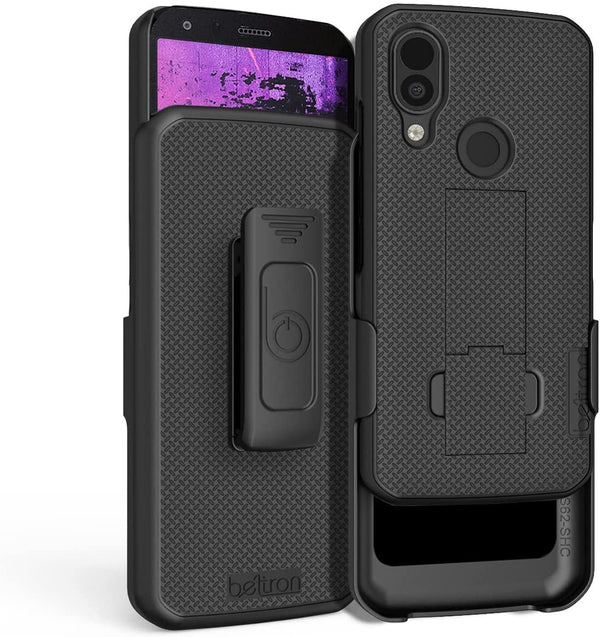 BELTRON Case with Clip for CAT S62 T-Mobile, CAT S62 Pro Unlocked, Heavy Duty Case with Swivel Belt Clip Holster Combo for CAT S62 - Features: Secure Fit & Built-in Kickstand - Black
