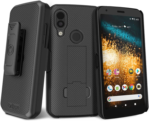 BELTRON Case with Clip for CAT S62 T-Mobile, CAT S62 Pro Unlocked, Heavy Duty Case with Swivel Belt Clip Holster Combo for CAT S62 - Features: Secure Fit & Built-in Kickstand - Black