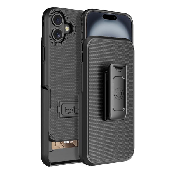 BELTRON Case Holster Combo for iPhone, Slim Protective Full Body Grip Case & Swivel Belt Clip 3 in 1 Combo with Kickstand and Card Holder (Compatible with MagSafe)
