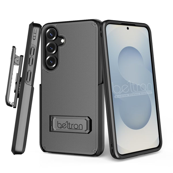 Case with Belt Clip for Samsung Galaxy S24/S25, BELTRON Slim Protective Dual-Layer Full Body Grip Case & Swivel Belt Holster with Kickstand/Card Holder