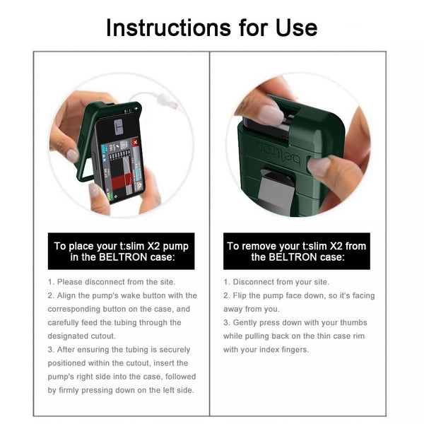 BELTRON Protective Case for Tandem t:Slim X2 Pump with Built-in Metal Belt Clip (Strong & Durable Case for Tandem Diabetes Care TSlim X2 Insulin Pump) - Red