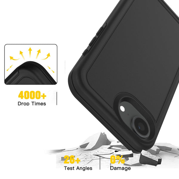 BELTRON Case with Belt Clip for iPhone 16, Industrial Strength, Military-Grade Protection, Hybrid Case Compatible with Magsafe (Jet Black)