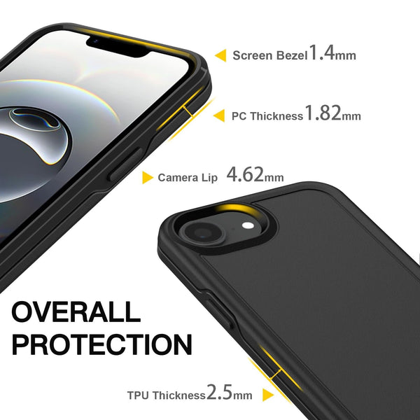 BELTRON Case with Belt Clip for iPhone 16, Industrial Strength, Military-Grade Protection, Hybrid Case Compatible with Magsafe (Jet Black)