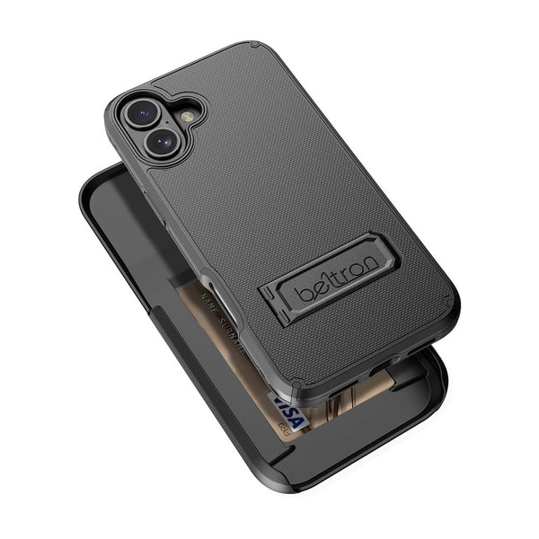 BELTRON Case Holster Combo for iPhone, Slim Protective Full Body Grip Case & Swivel Belt Clip 3 in 1 Combo with Kickstand and Card Holder (Compatible with MagSafe)