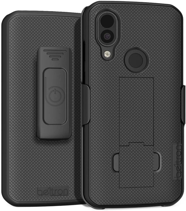BELTRON Case with Clip for CAT S62 T-Mobile, CAT S62 Pro Unlocked, Heavy Duty Case with Swivel Belt Clip Holster Combo for CAT S62 - Features: Secure Fit & Built-in Kickstand - Black