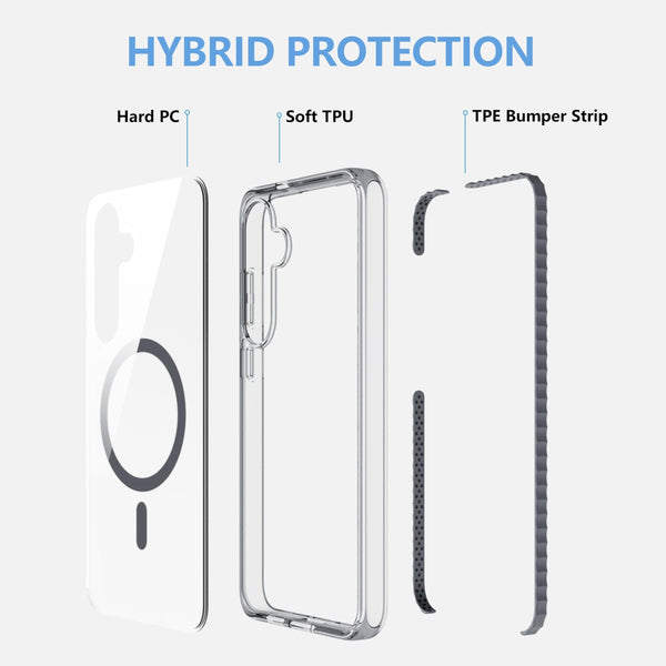 BELTRON Belt Case for Samsung Galaxy S25, Slim Protective Transparent Case & Rotating Belt Clip Holster Combo - Compatible with MagSafe (fits Galaxy S24/S25)