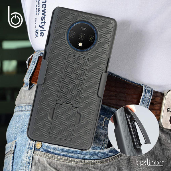 OnePlus 7T Case, BELTRON Slim Protective Case with Swivel Belt Clip Holster and Kickstand for T-Mobile OnePlus 7T