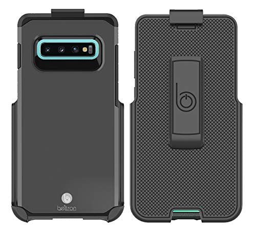 BELTRON Case with Belt Clip Comptible with Samsung Galaxy S10 Plus (G975), Slim Full Protection Heavy Duty & Rotating Belt Clip Holster with Built in Kickstand (Gunmetal Grey)