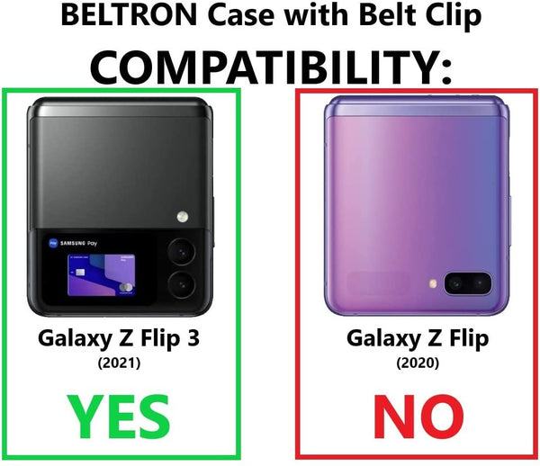 BELTRON Case with Clip for Galaxy Z Flip 3 5G, Thin Fit Tough Protective Cover with Rotating Belt Hip Holster Combo and Built in Kickstand Designed for Samsung Galaxy Z Flip3 5G (SM-F711 2021)