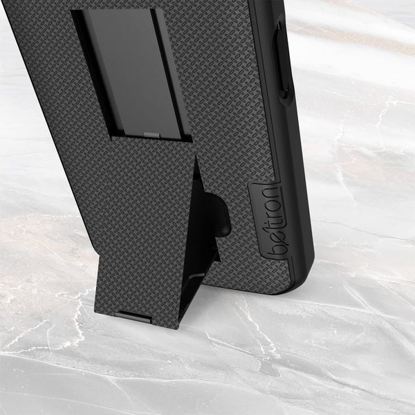 BELTRON Case with Clip for CAT S62 T-Mobile, CAT S62 Pro Unlocked, Heavy Duty Case with Swivel Belt Clip Holster Combo for CAT S62 - Features: Secure Fit & Built-in Kickstand - Black
