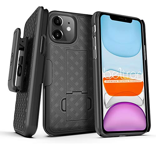 BELTRON Case with Belt Clip for iPhone 11 6.1" , BELTRON Shell & Holster Combo - Super Slim Shell Case with Built-in Kickstand, Swivel Belt Clip Holster for Apple iPhone 11 6.1" - (2019)