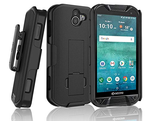 BELTRON Kyocera DuraForce Pro 2 Case with Belt Clip Holster, Heavy Duty Slim Shell Holster Combo w/Built-in Kickstand for KyoceraE6900,E6910,E6920,(AT&T FirstNet Verizon) Duraforce Pro-2 (Black)